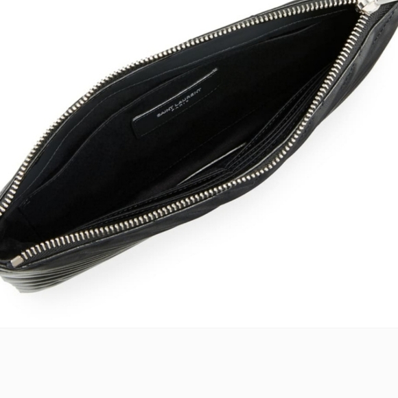 BRAND NEW! YSL CASSANDRE SAINT LAURENT MATELASSÉ ZIPPED POUCH IN GRAIN DE POUDRE - Picture 11 of 16